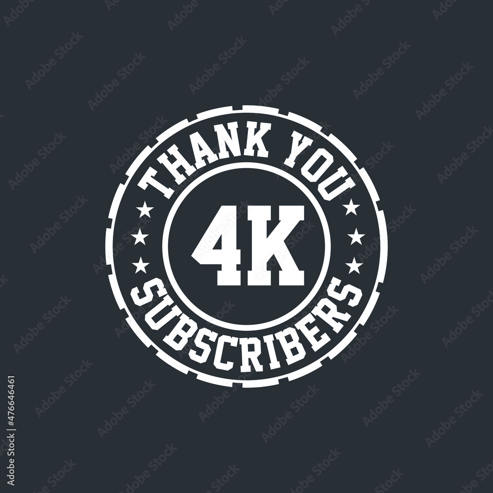 Thank you 4000 Subscribers celebration, Greeting card for 4k social Subscribers.