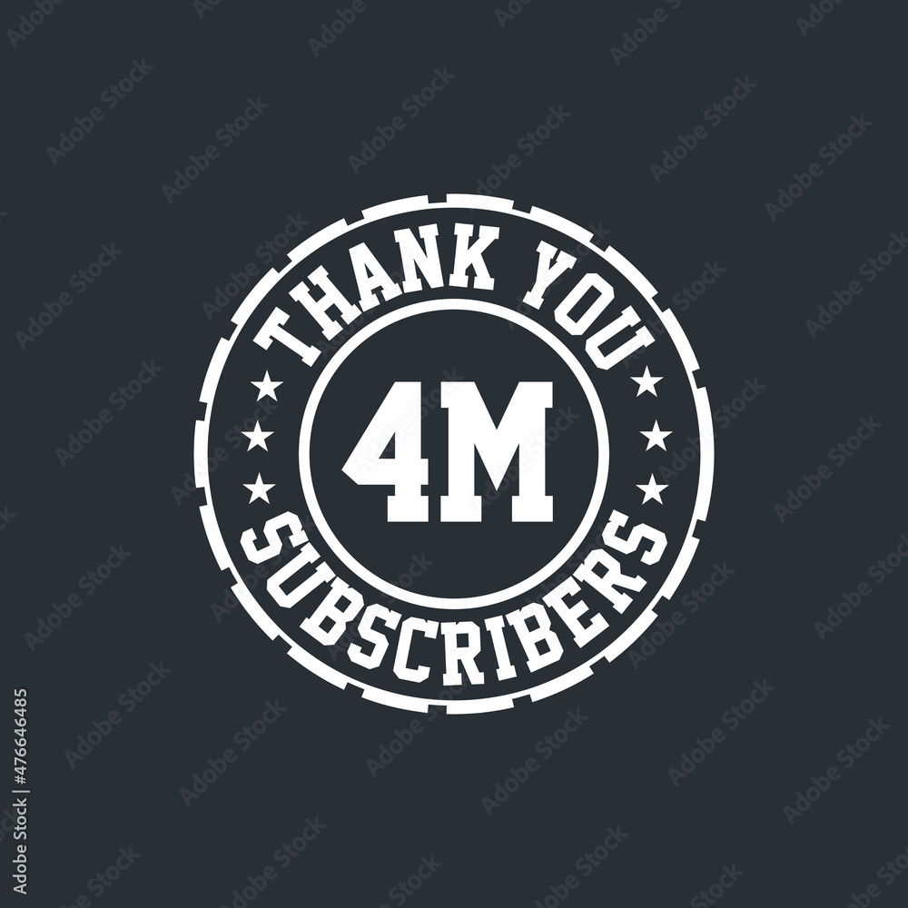 Thank you 4000000 Subscribers celebration, Greeting card for 4m social Subscribers.