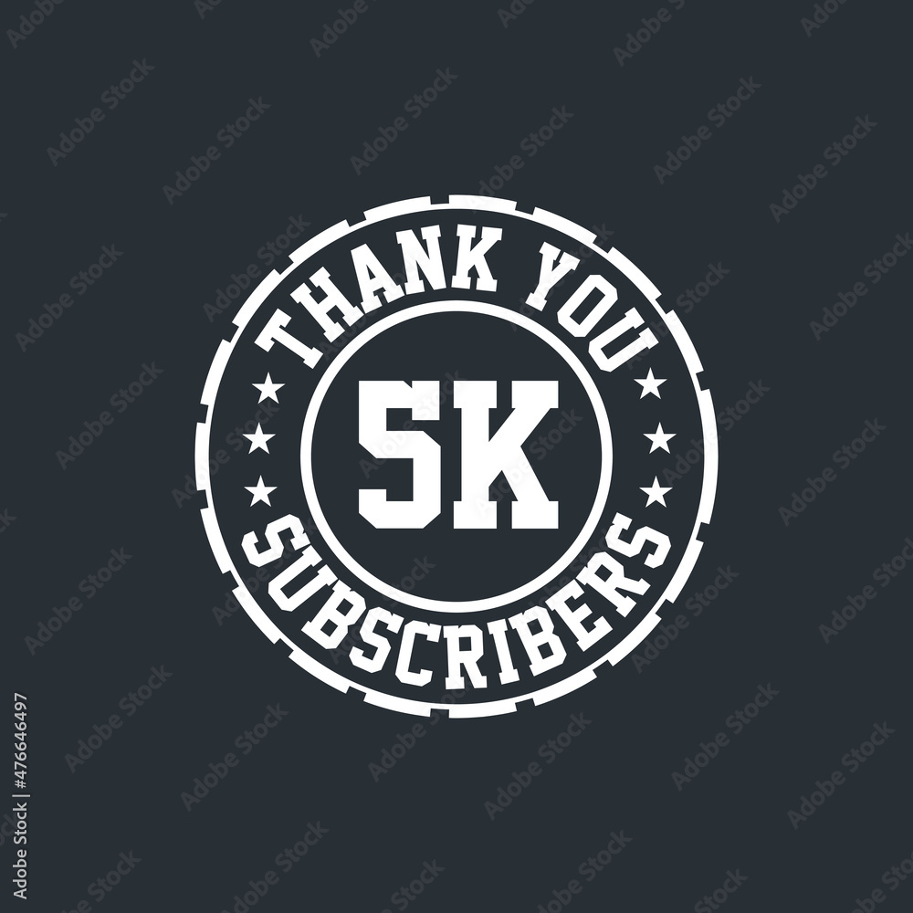 Thank you 5000 Subscribers celebration, Greeting card for 5k social Subscribers. Thank you 5000 Subscribers celebration, Greeting card for 5k social Subscribers.