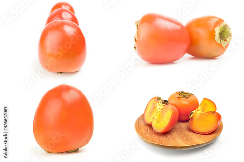 Set of persimmon isolated on a white background