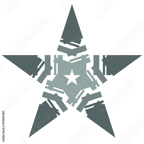 Five point star shape - sign symbol icon decomposed - vector illustration