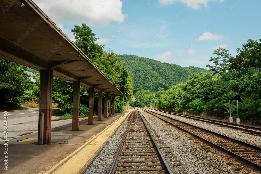 Railroad tracks in Prince, in the New River Gorge, West Virginia