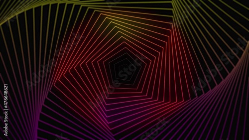 Futuristic surface concept with hexagons. Trendy sci-fi technology background with hexagonal pattern. Spiral animation .3D rendering. 4K