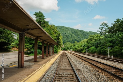 Railroad tracks in Prince, in the New River Gorge, West Virginia