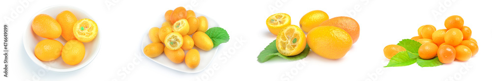 Group of kumquats isolated over a white background Group of kumquats isolated over a white background