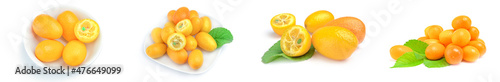 Group of kumquats isolated over a white background