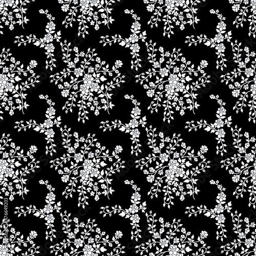 Beautiful watercolor flowers patterns on black background