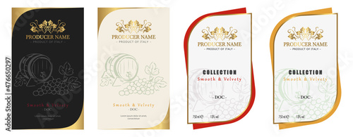 Red and white wine label. Special collection best quality grape varieties and premium wine brand