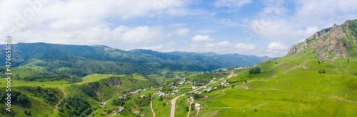 Fototapeta Naklejka Na Ścianę i Meble -  A wonderful mountain road with a serpentine Gum-Bashi pass in the North Caucasus, Russia.
