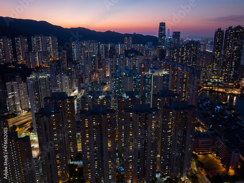 Hong Kong residential district at night