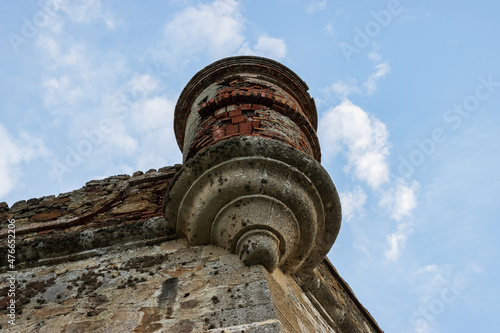 sentry box in old prison wall
