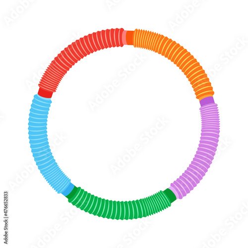 Pop tubes. Round frame. Sensory children toy from corrugated pipe.