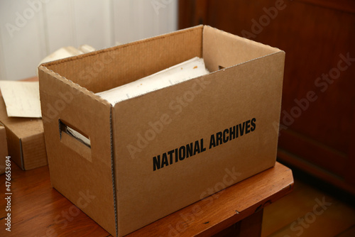 box of papers for the National Archive photo