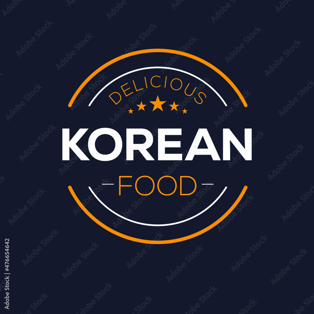 Creative (Korean food) logo, sticker, badge, label, vector illustration.