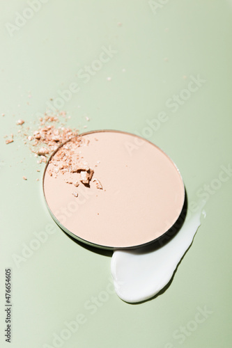 Powder, shadows crumbly. Cosmetic texture, cosmetic product for make-up and skin care, cream, lipstick, smear