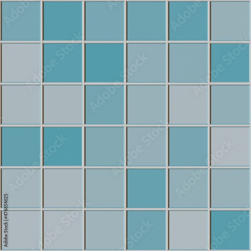 Blue decorative tiles texture background. 3d rendering.