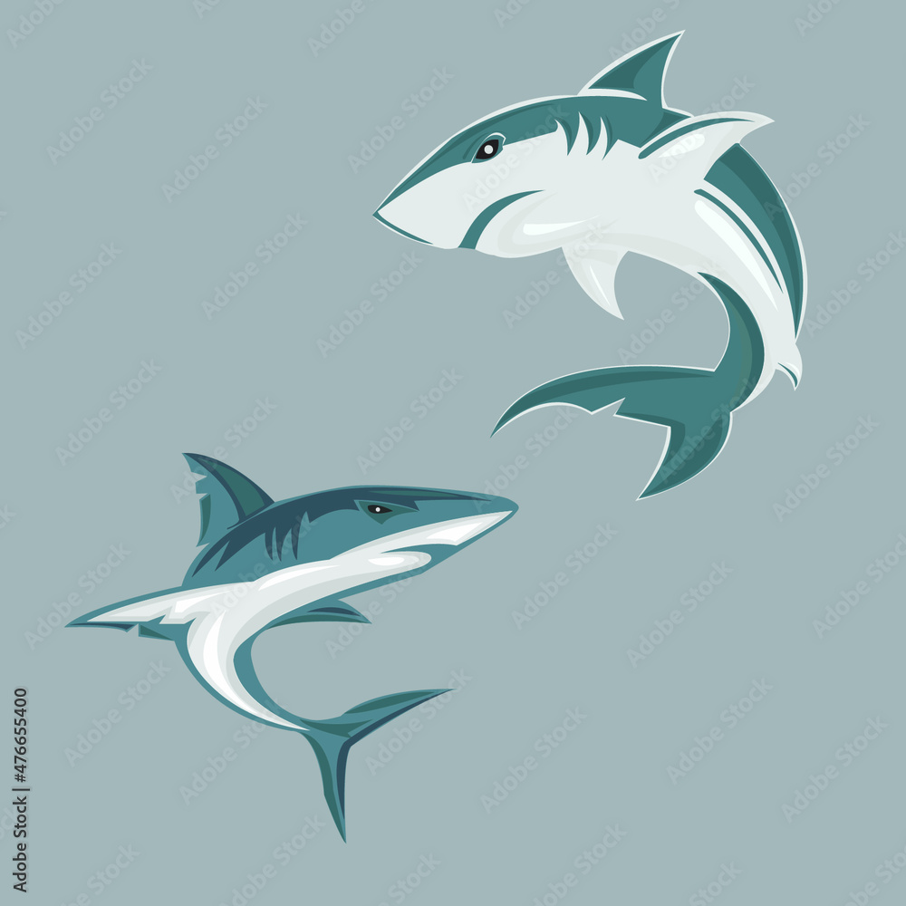 Obraz premium Danger Shark Design Logo Icon