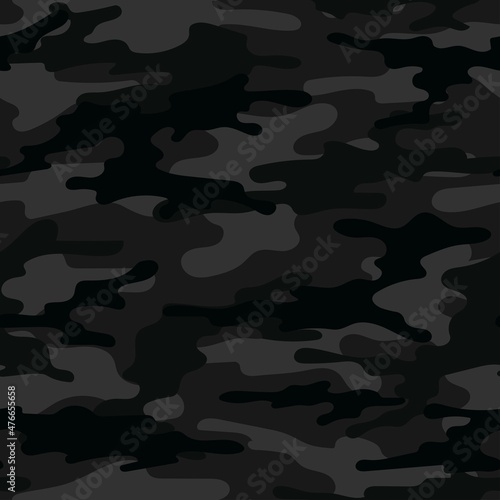 black modern army vector camouflage print, seamless pattern for clothing headband or print. 