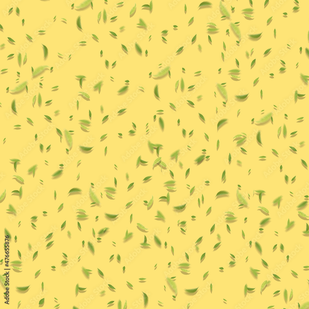 the background is yellow with flying tea leaves the background is yellow with flying tea leaves