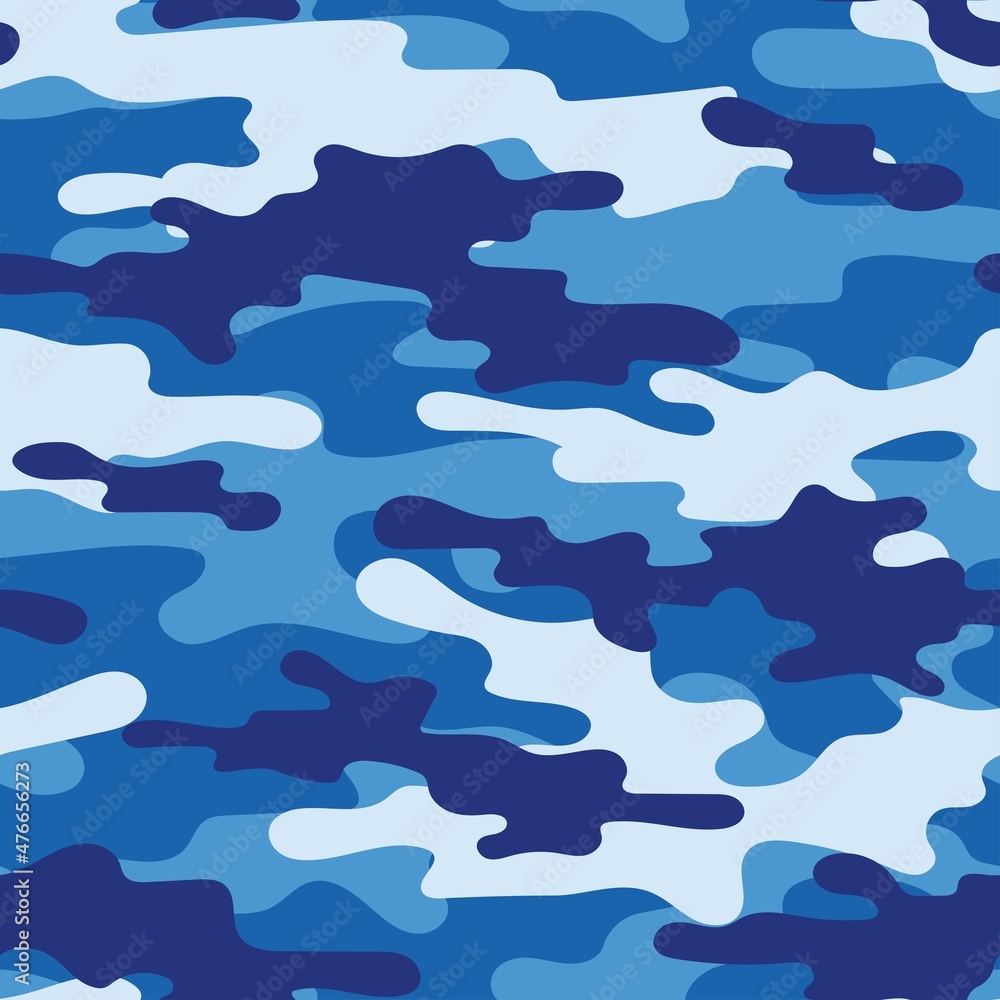 blue military camouflage. vector seamless print. army camouflage for clothing or printing