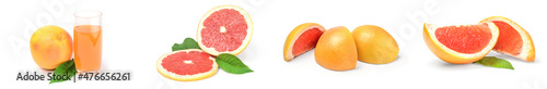Group of grapefruit on a white background