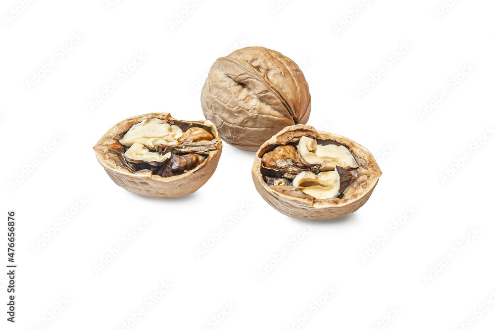 ripe raw organic walnuts isolated on white ripe raw organic walnuts isolated on white