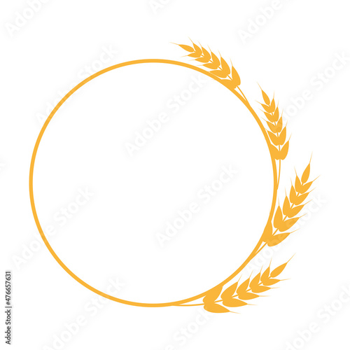 Round frame made of spikelets of wheat