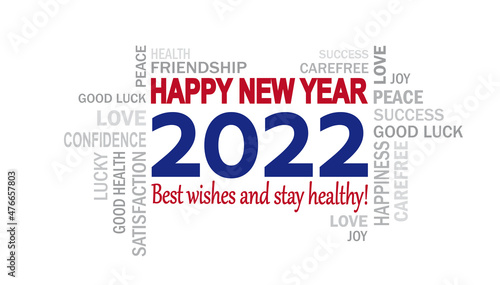 weihnachtskarte - gute wünsche für das neue jahr  2022 mit englischem text 