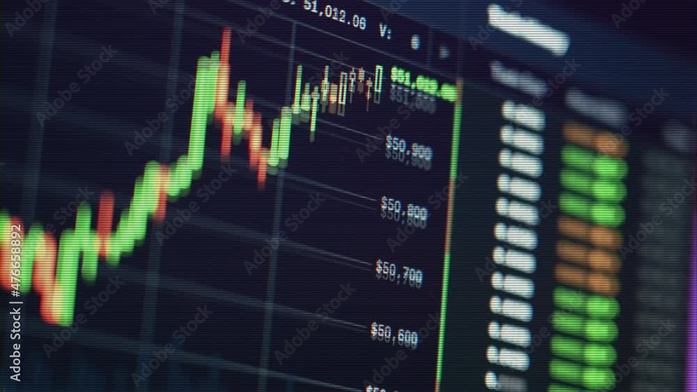 A stylized view of a cryptocurrency candlestick chart monitoring the Bitcoin BTC price as it breaks 51,000. A stylized view of a cryptocurrency candlestick chart monitoring the Bitcoin BTC price as it breaks 51,000.