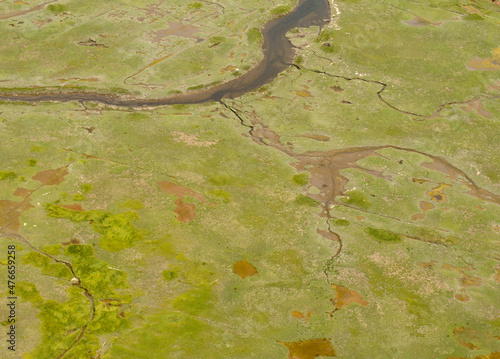 Fotografie Aerial photograph of Cowichan Bay's estuary, Vancouver Island, British Columbia, Canada