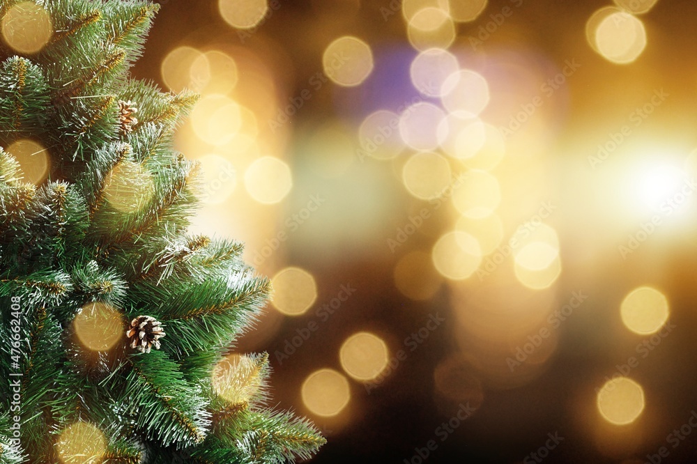 Beautiful green Christmas tree on bokeh background Beautiful green Christmas tree on bokeh background