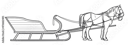Classic horse sleigh stock illustration.