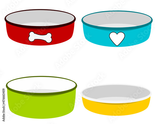 Set os dog  and cat bowls svg vector illustration mockup