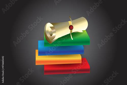Books award honor certificate education icon logo vector