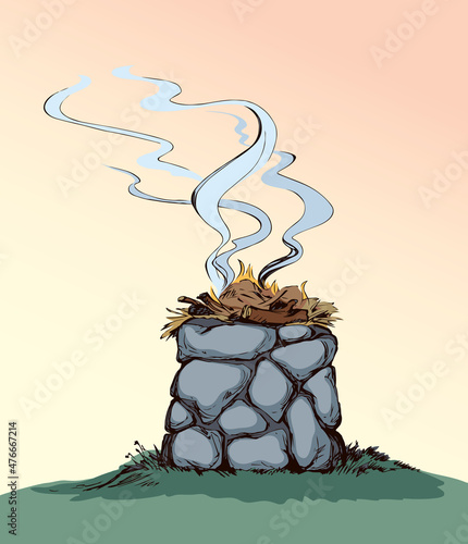 Stone Altar. Vector drawing icon
