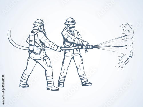 Firefighter. Vector drawing icon sign