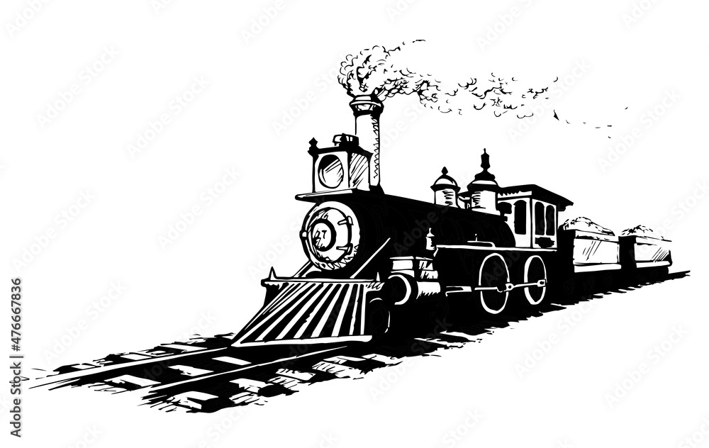 Vector illustration. Locomotive icon sign