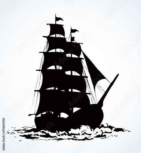 Sailing vessel. Vector drawing