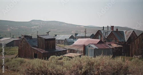 Industrial mining area in the old western town of Bodie, California from the gold rush era