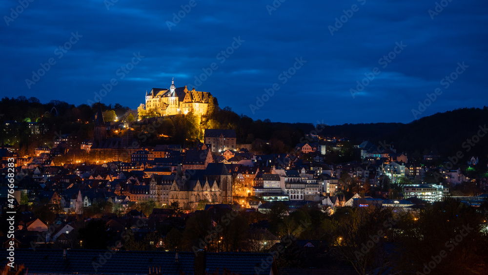 Landgrafenschloss Marburg blaue Stunde