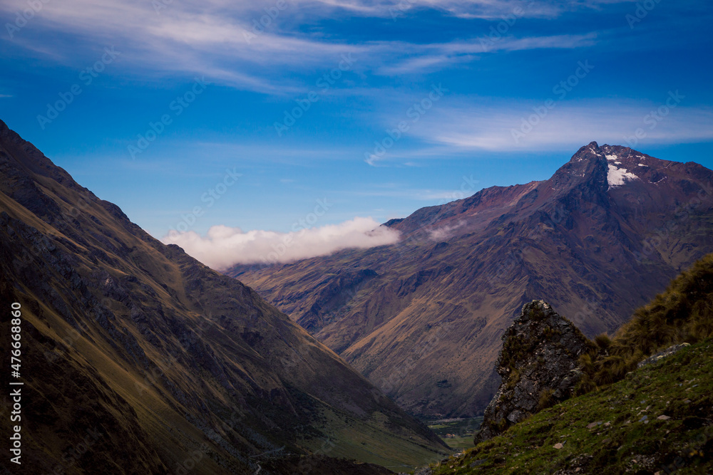 Andes mountains and clouds  in Peru 