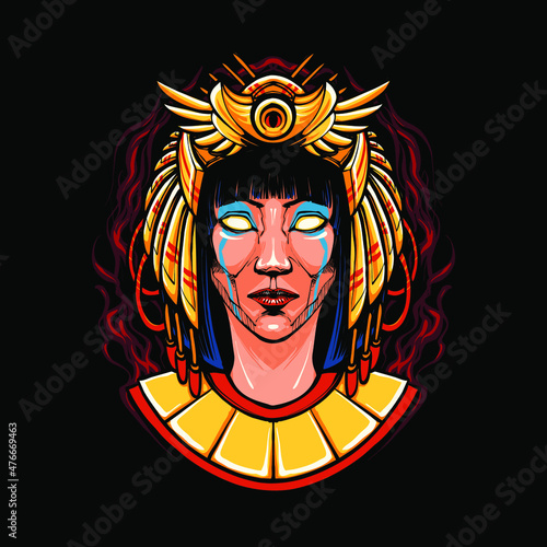 the cleopatra head illustration vector