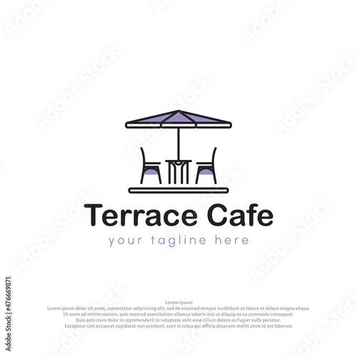 Terrace icon line art logo vector minimalist illustration design