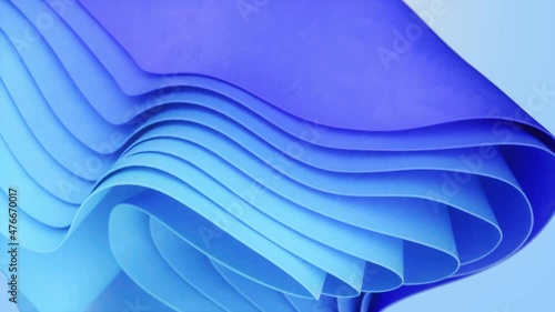 Abstract satisfying loop animation of colorful waves. 3d render of wavy cloth.