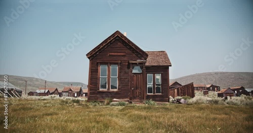 Old western historic wooden house in a ghost town in the California desert