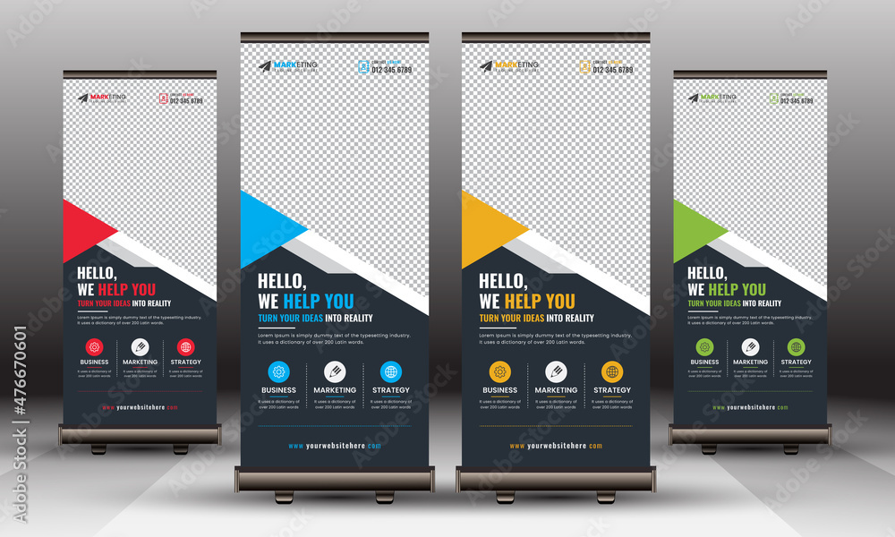 Corporate Business Roll Up Banner Standee Template, Modern X Banner