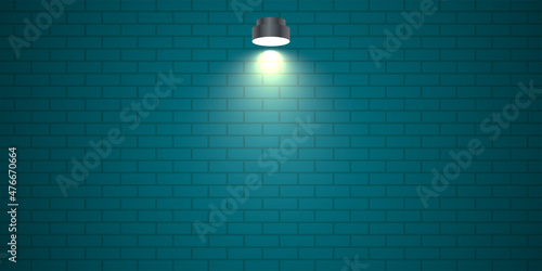 Brick wall background with lamp illustration template design photo