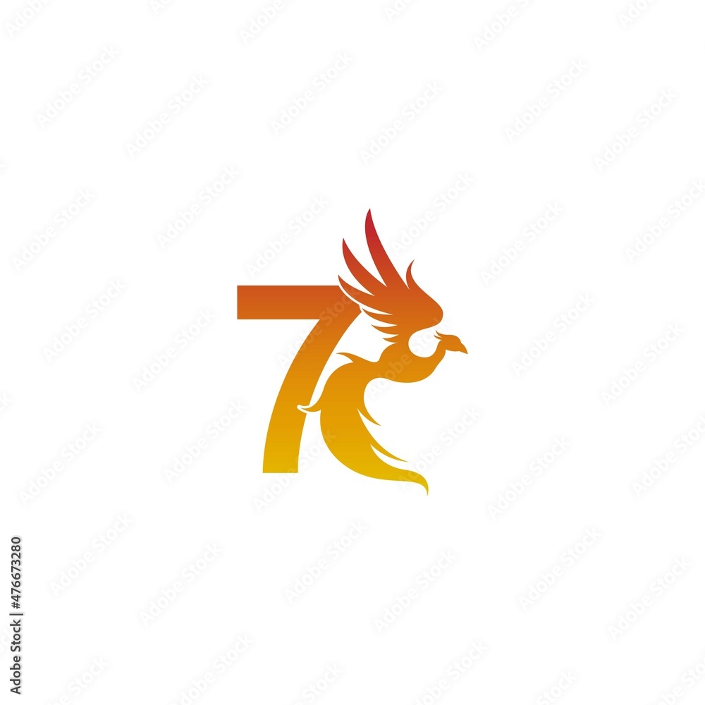 Number 7 icon with phoenix logo design template Stock Vector | Adobe Stock