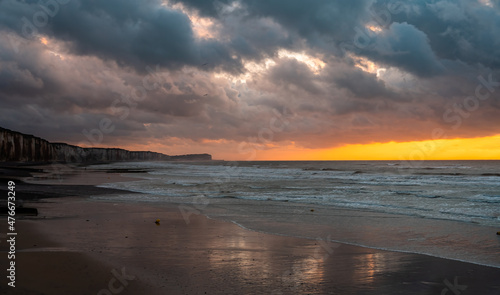 A dramatic cloudscape at sunset on the Atlantic coast of french Normandy