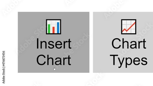 Cursor Slides Over and Clicks Insert Chart in Spreadsheet. Mouse Pointer on Device Computer Monitor Screen Clicking Add Graph on Worksheet File For Company Business Assignment or School